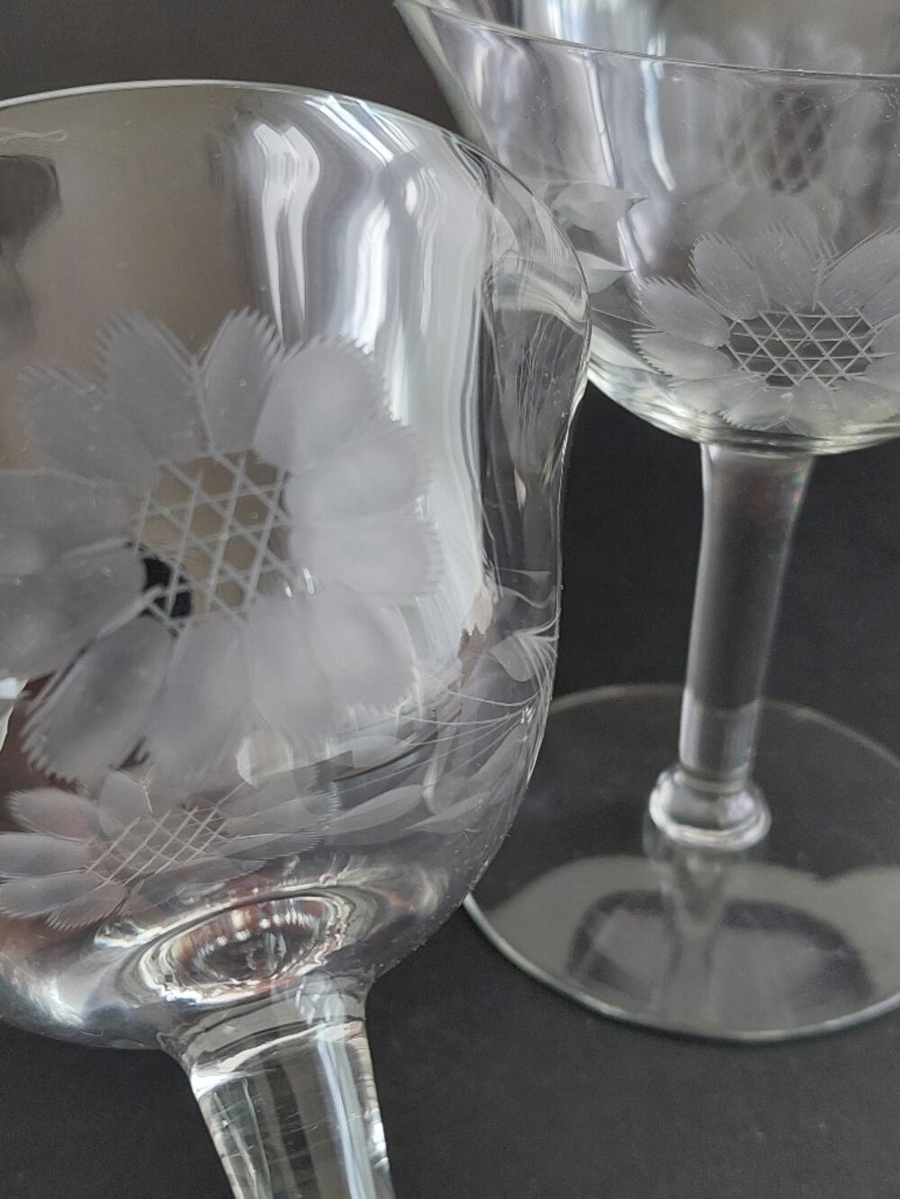 Vintage WJ Hughes Cornflower Coupe Champagne Glasses - Set of 2